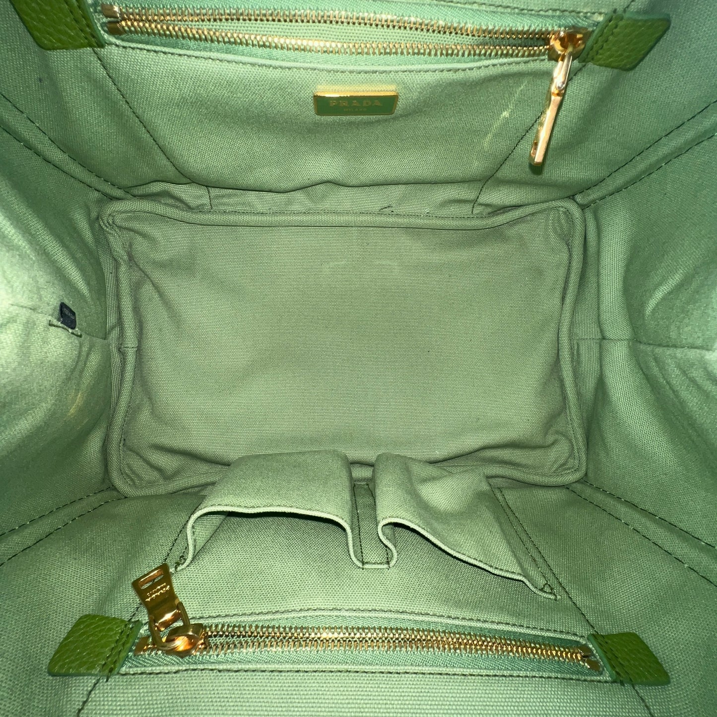 Prada Green Canapa Tote Bag