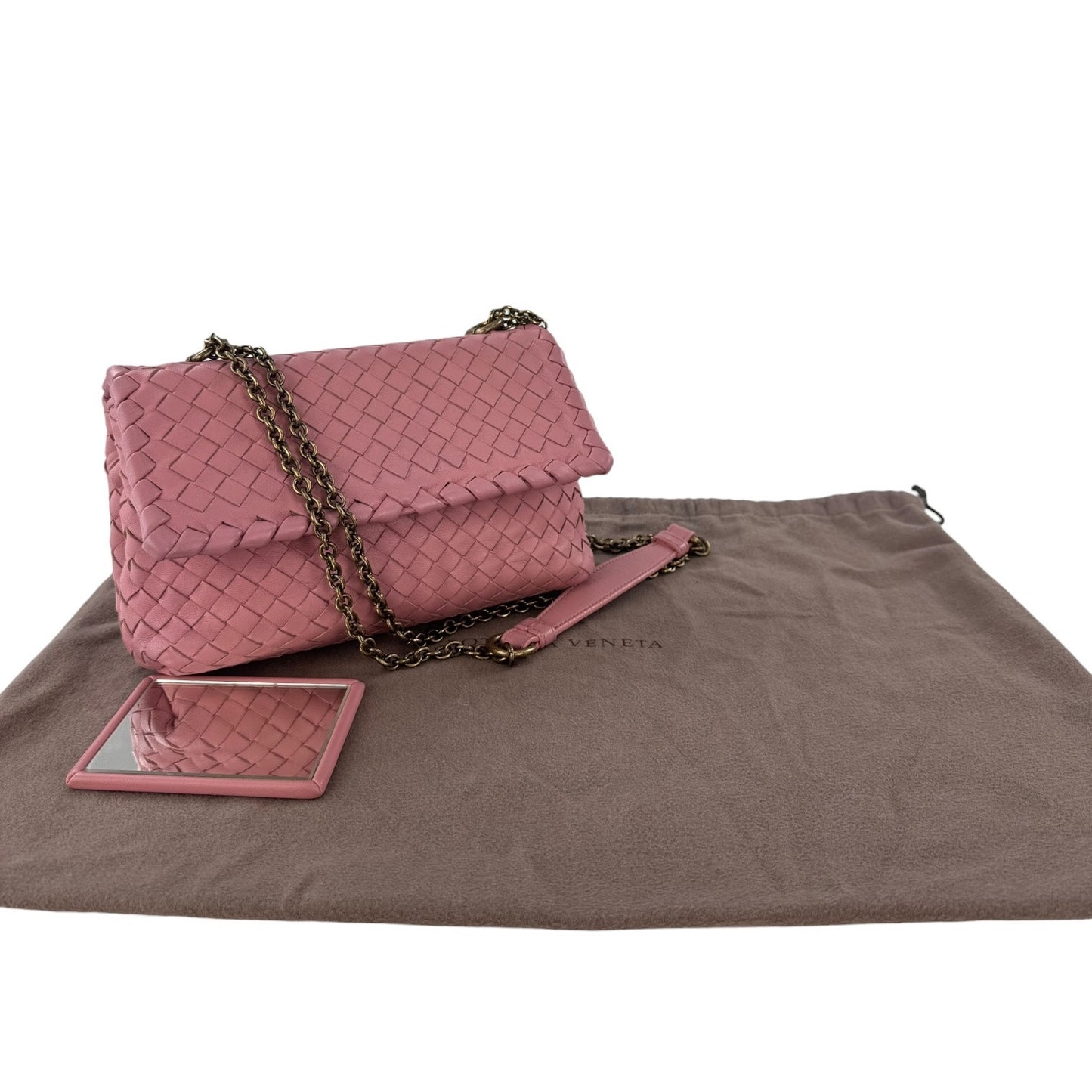 Bottega Veneta Pink Intrecciato Leather Olimpia Crossbody Bag