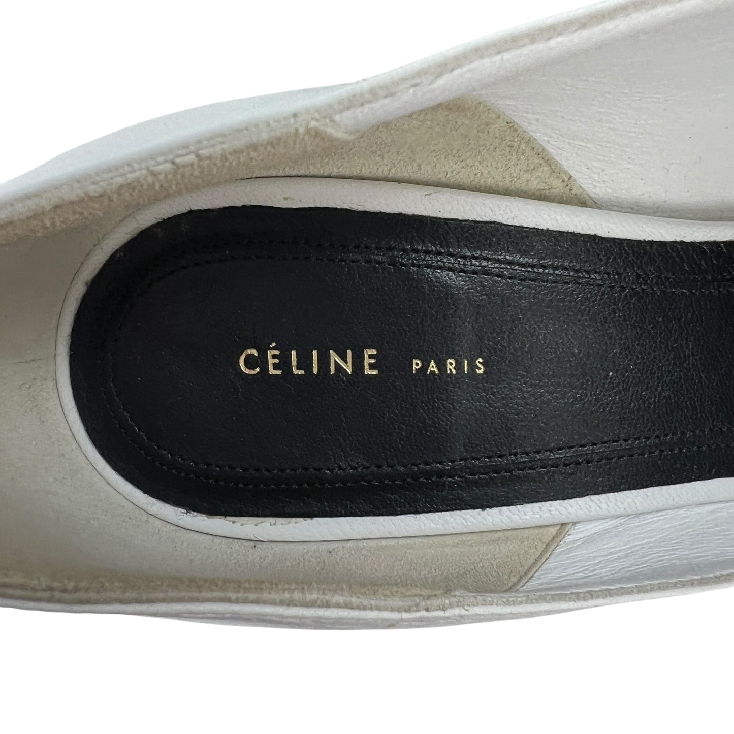 Celine White Block Heels