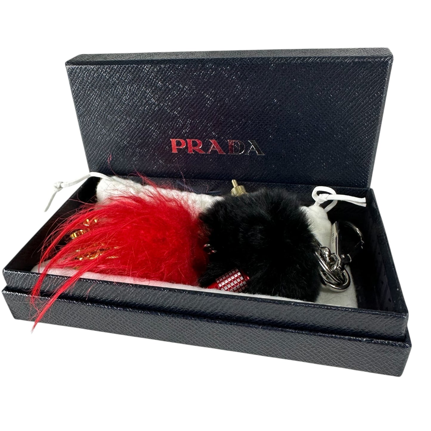 Prada Robot Fur Bag Charm Keychain