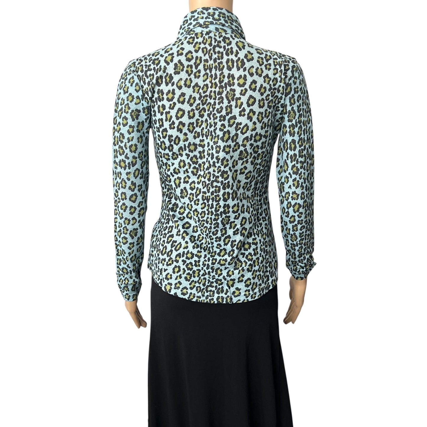 Fendi Vintage Leopard Print Button Down Blouse
