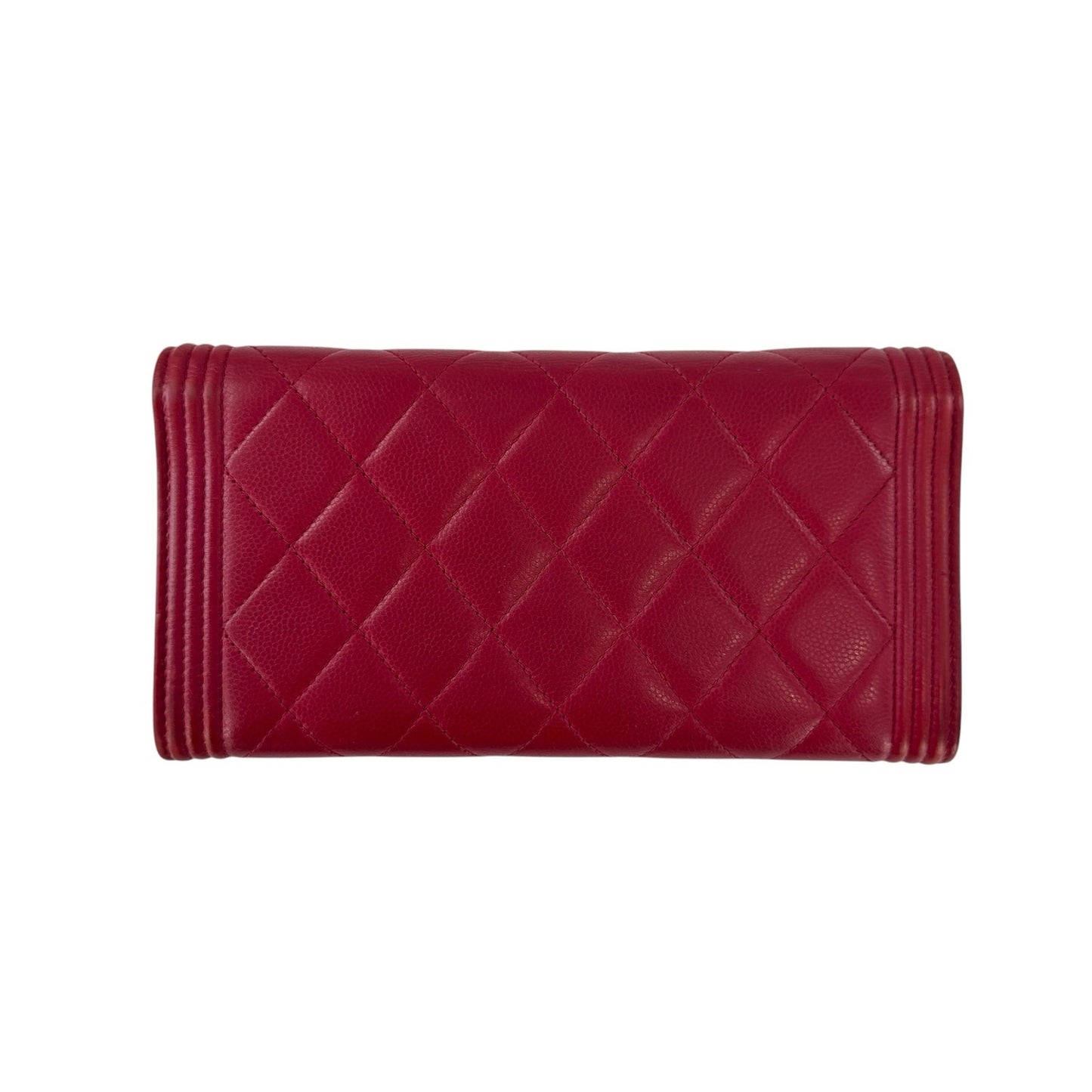 Chanel CC Boy Flap Red Matelassé Wallet