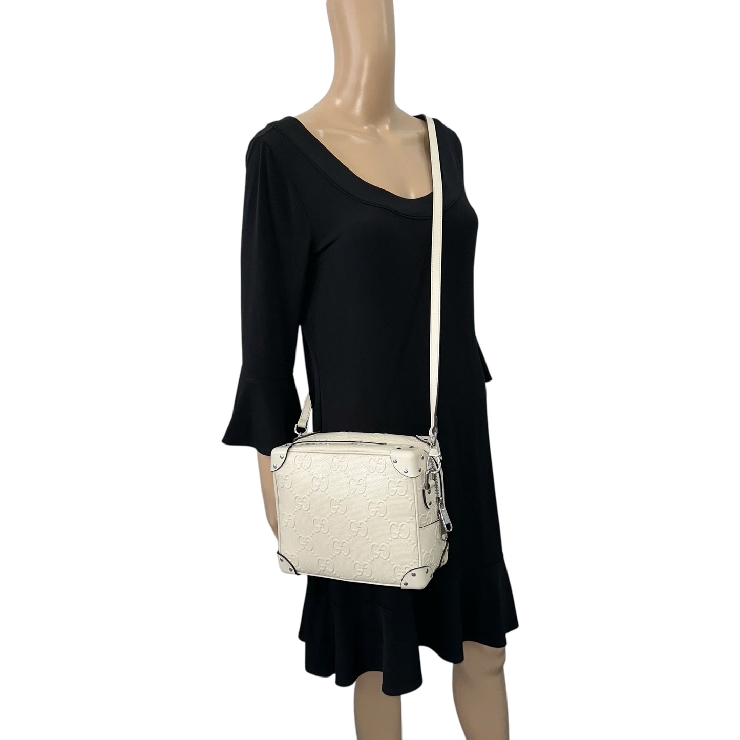 Gucci Ivory GG Embossed Shoulder Bag