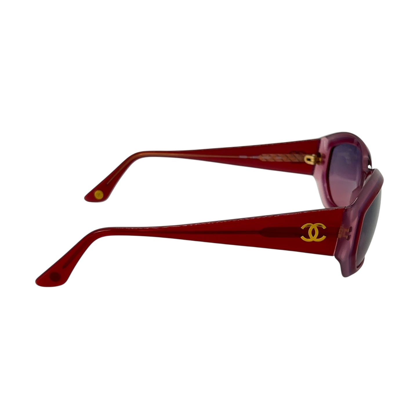 Chanel CC Red Acrylic Sunglasses