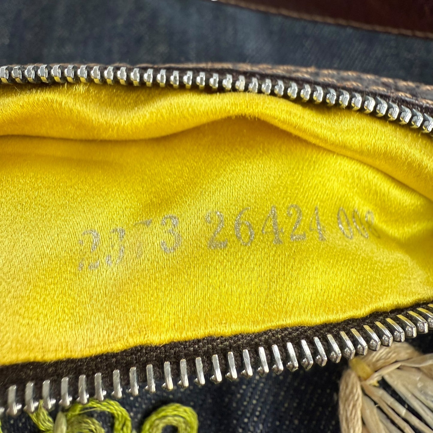 Fendi Embroidered Flowers Denim Baguette Shoulder Bag