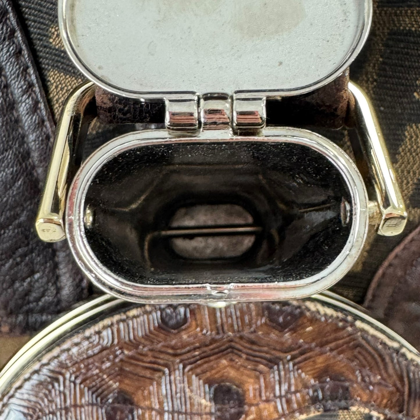 Fendi Zucca and Tortoiseshell Spy Bag