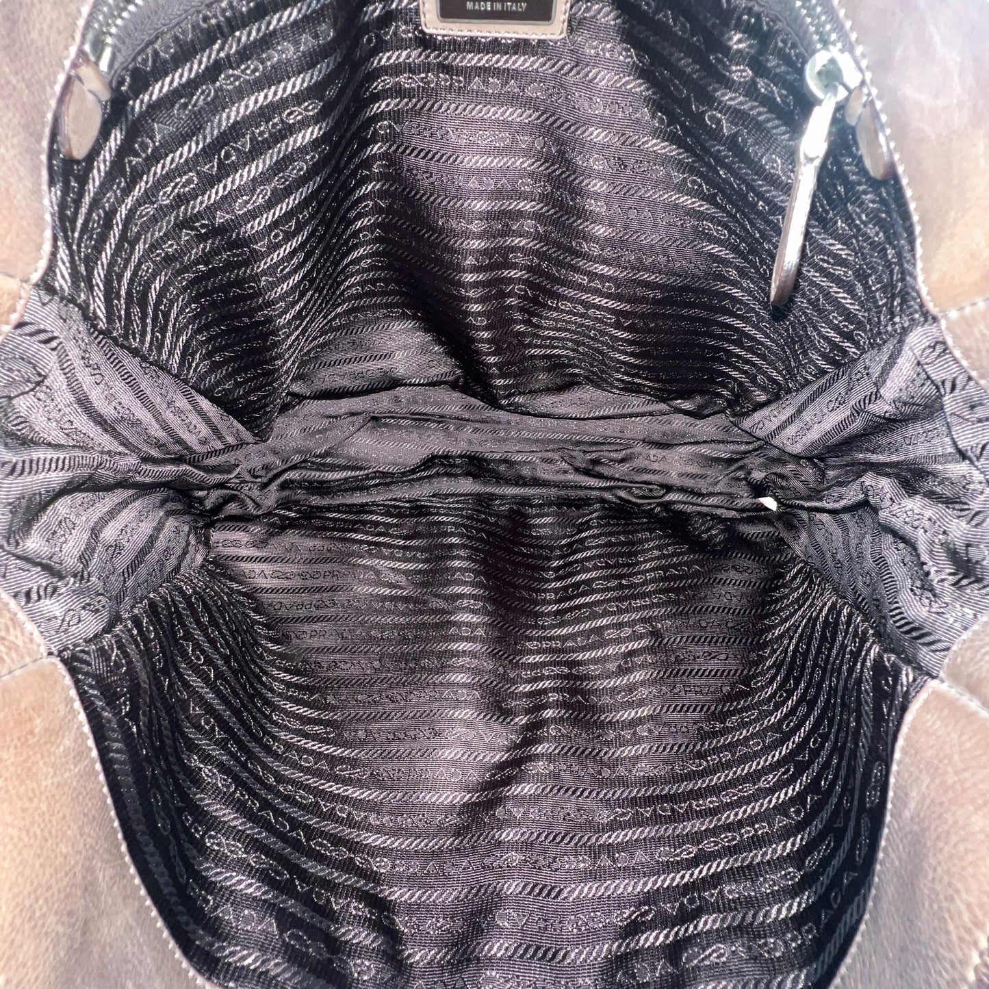 Prada Double Zipper Leather Tote Bag