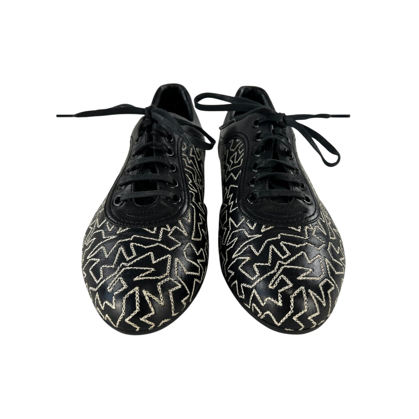 Ferragamo Embroidered Leather Sneakers