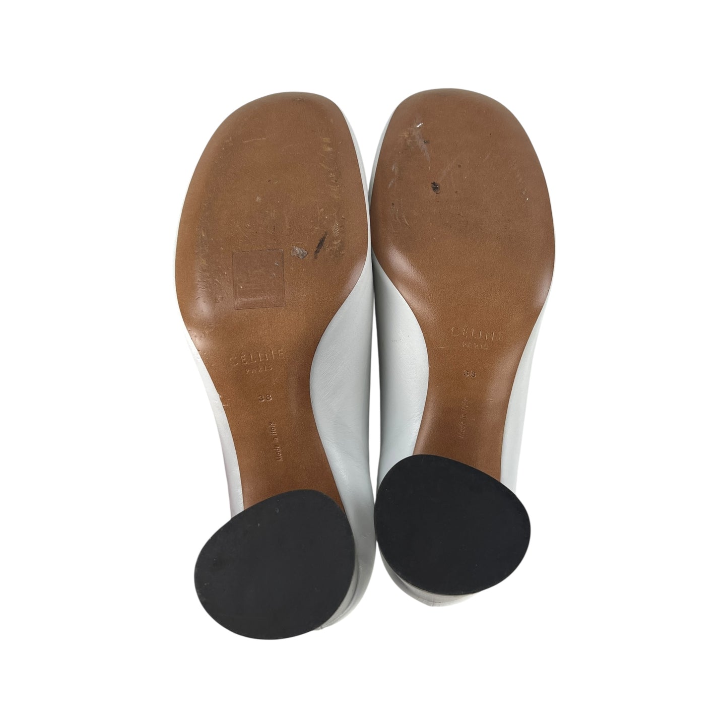 Celine White Block Heels