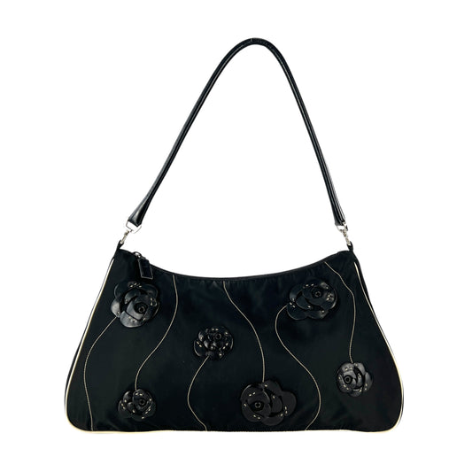 Prada Leather Flower Nylon Shoulder Bag