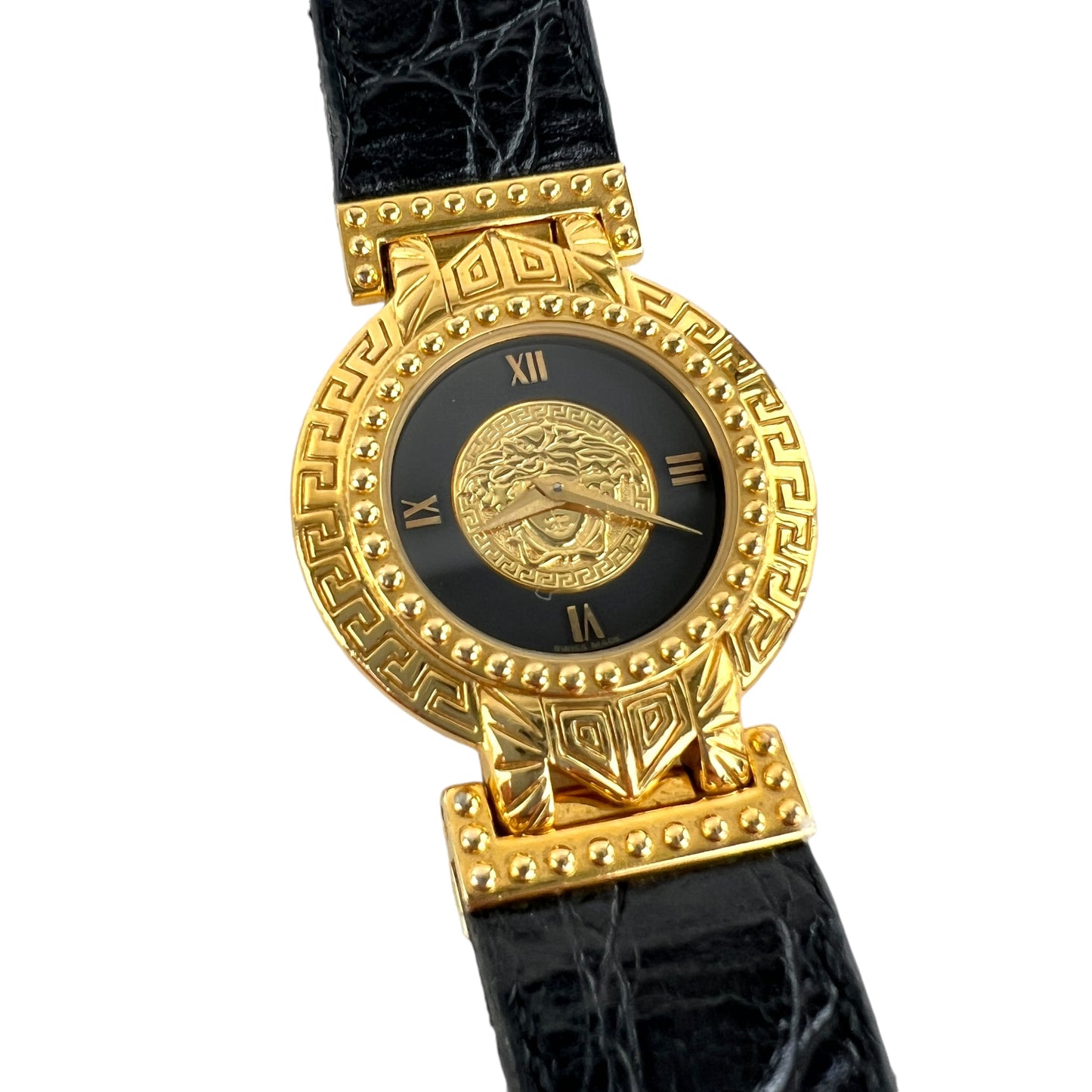 Versace Vintage La Greca & Medusa Leather Watch