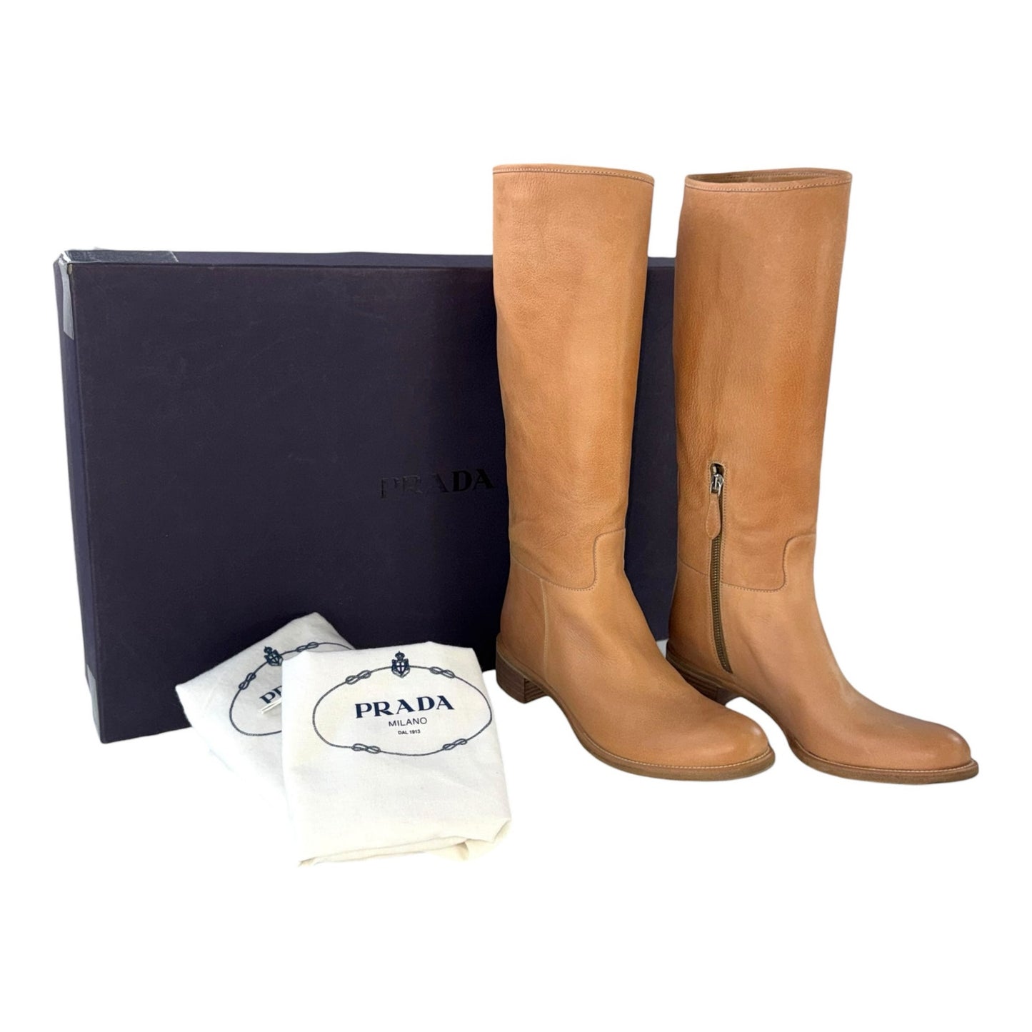 Prada Camel High Leather Boots