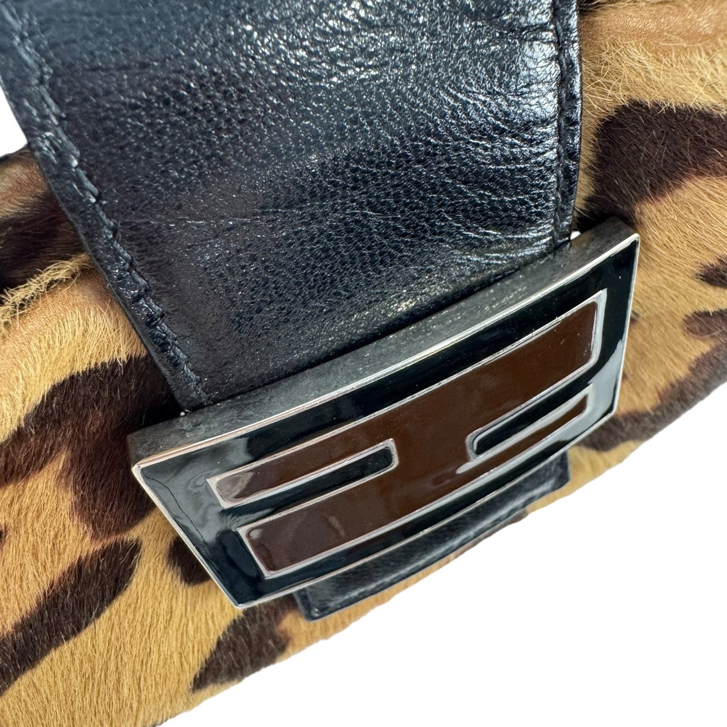 Fendi Vintage Leopard Print Calf Hair Shoulder Bag