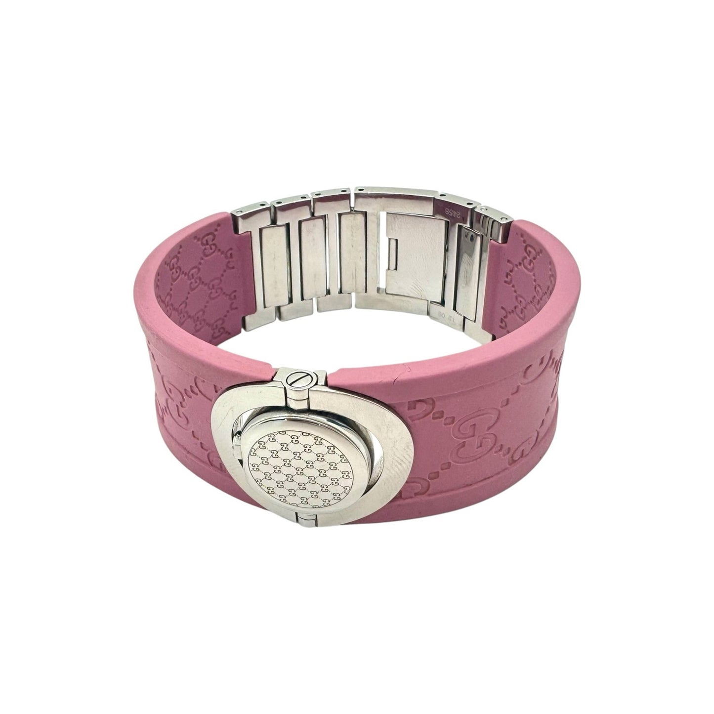 Gucci GG Twirl Pink Rubber Bangle Watch