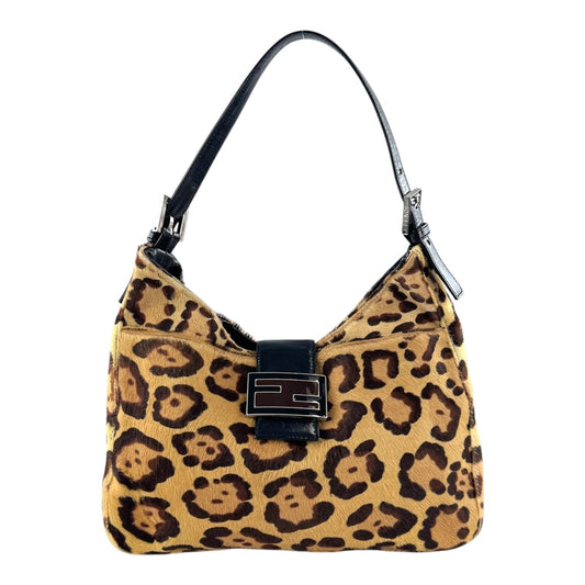Fendi Vintage Leopard Print Calf Hair Shoulder Bag