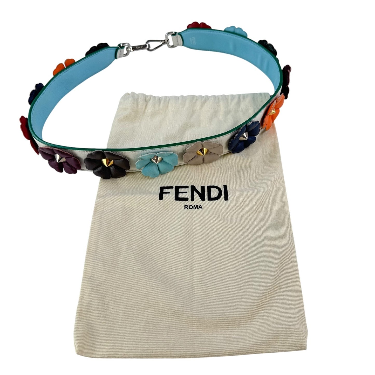 Fendi Studded Flower Leather Strap