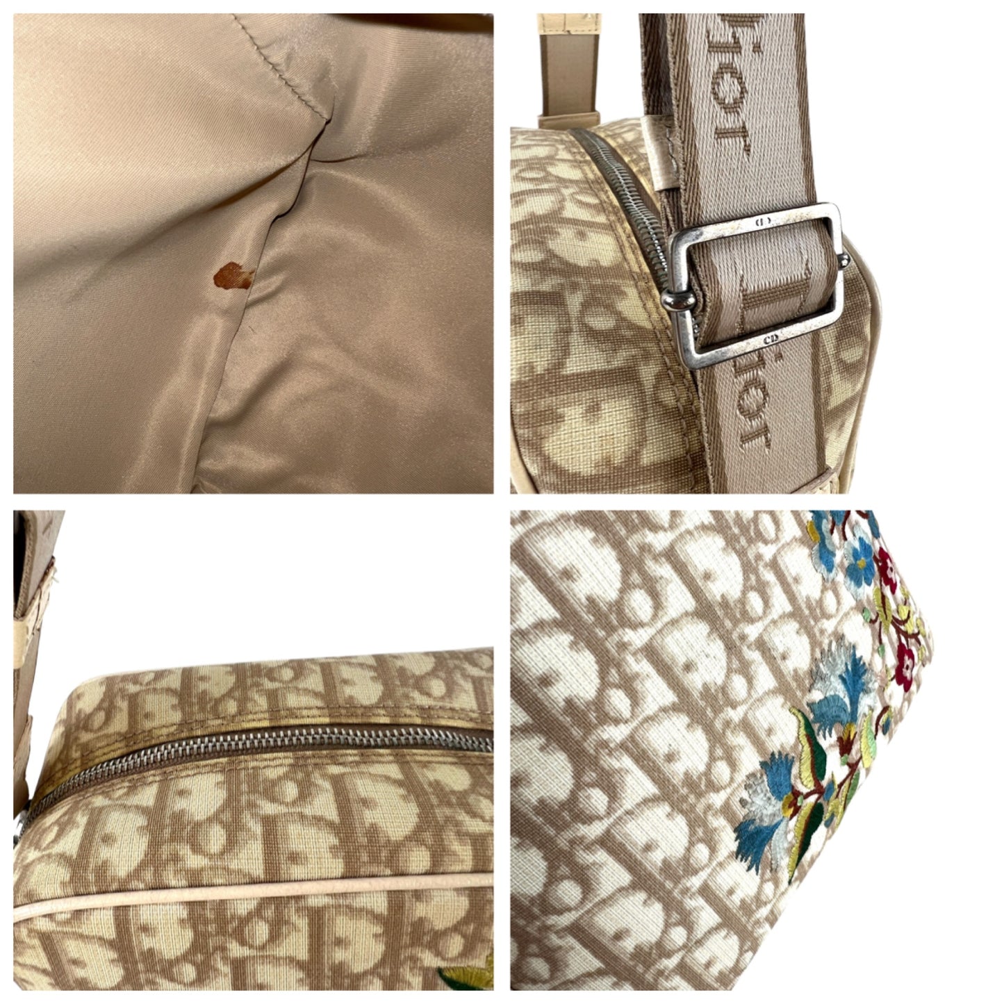 Dior Vintage Trotter Floral Embroidered Crossbody Bag