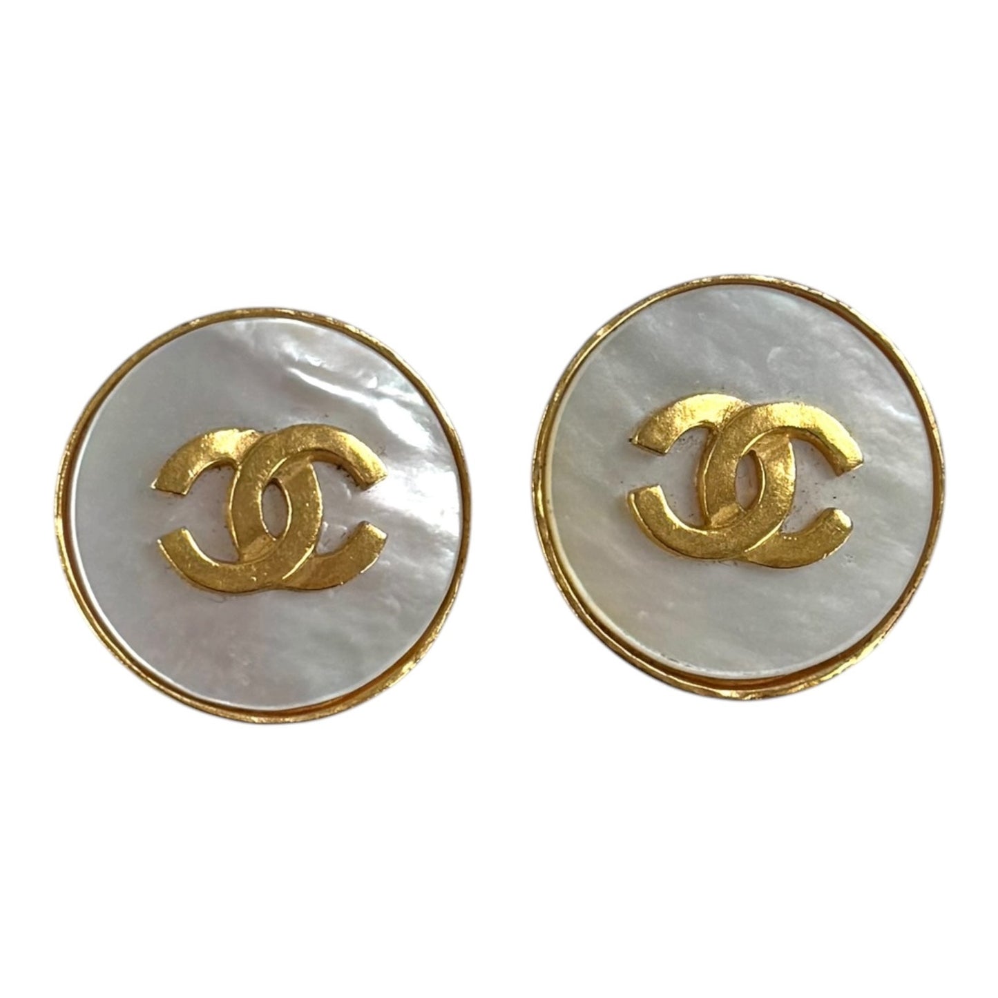 Chanel Vintage CC Mother of Pearl Earrings