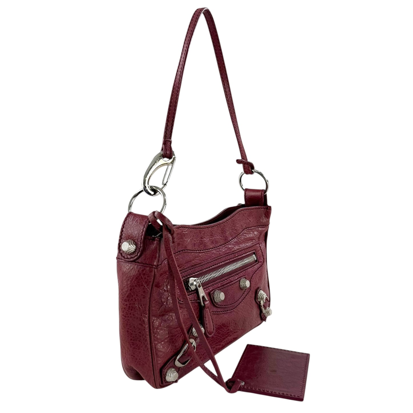 Balenciaga Leather Motocross Hip Giant Studded Shoulder Bag
