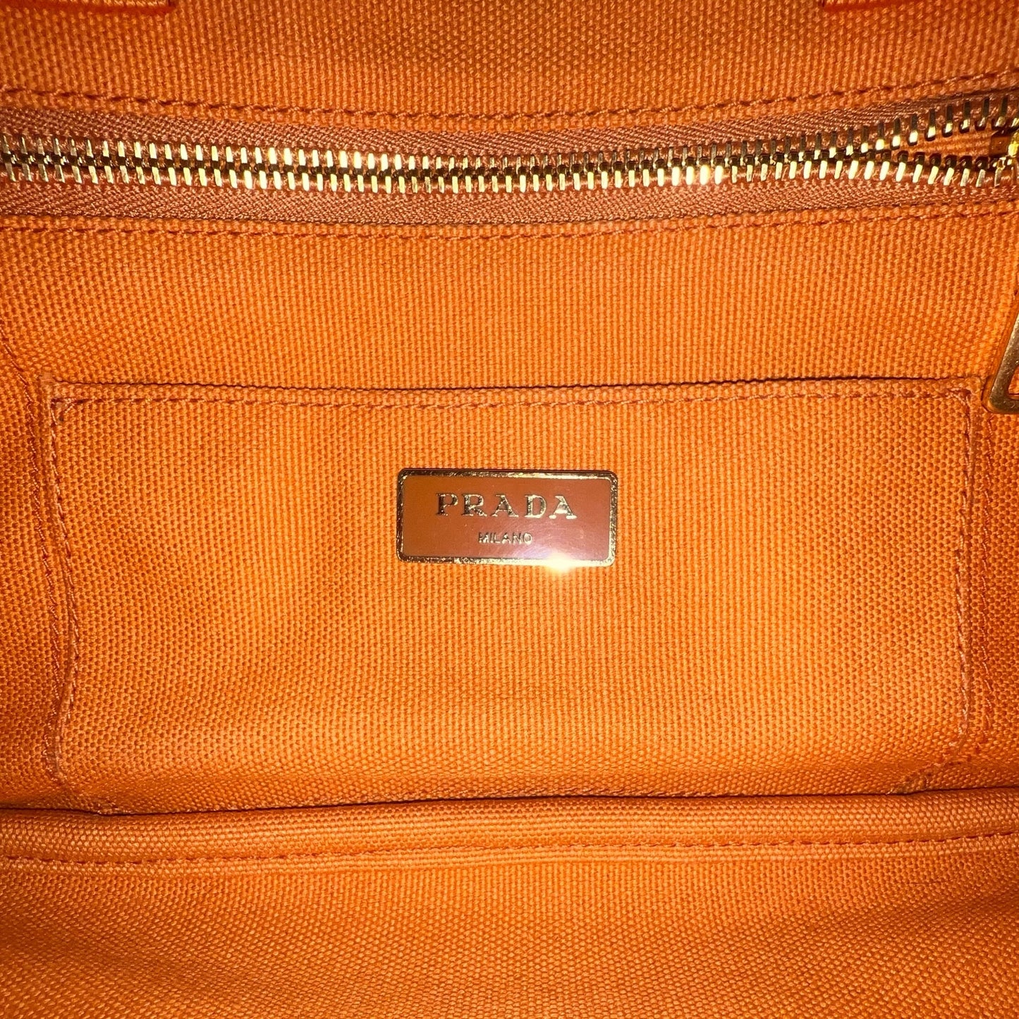 Prada Orange Canapa Tote Bag
