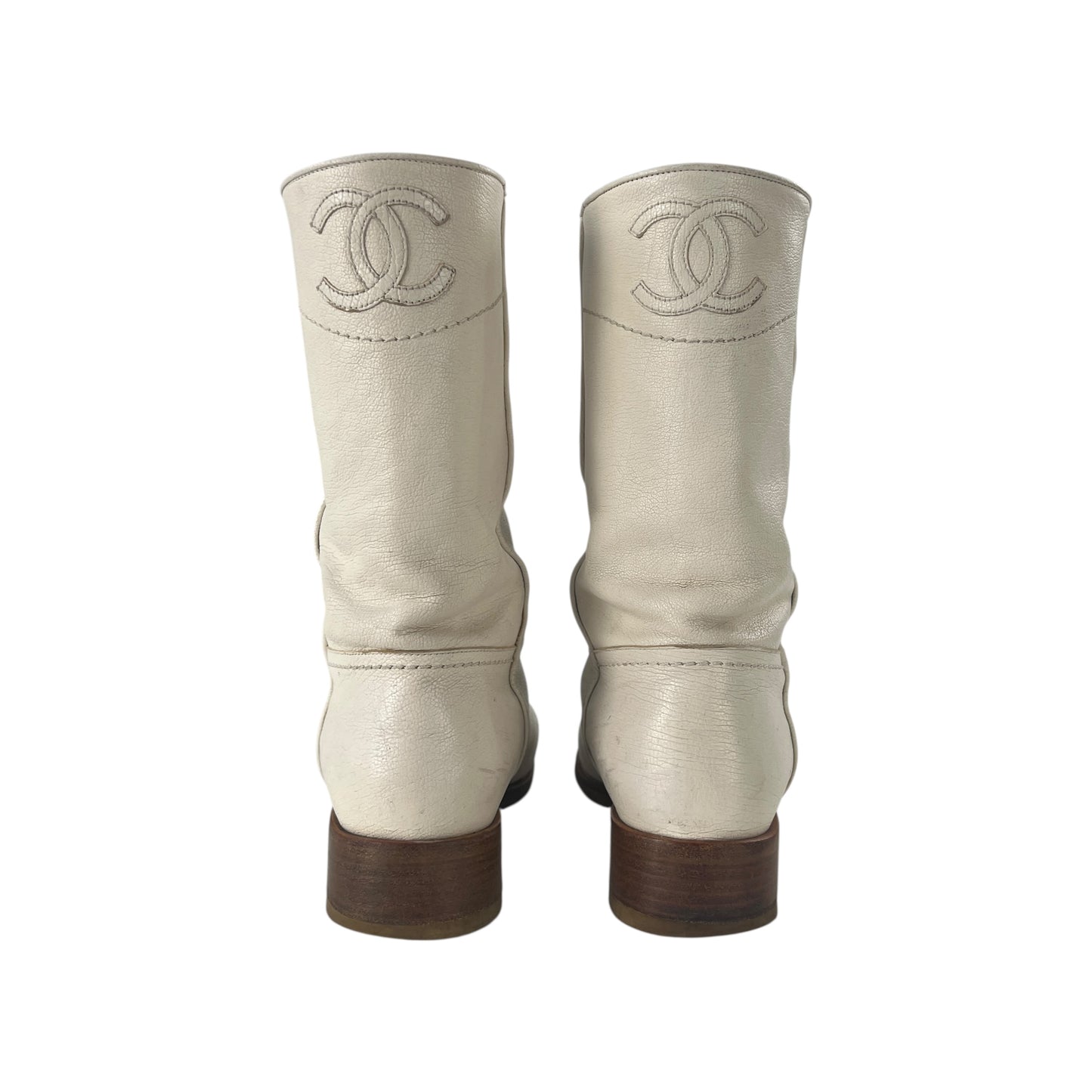 Chanel CC Leather Short Cowboy Boots