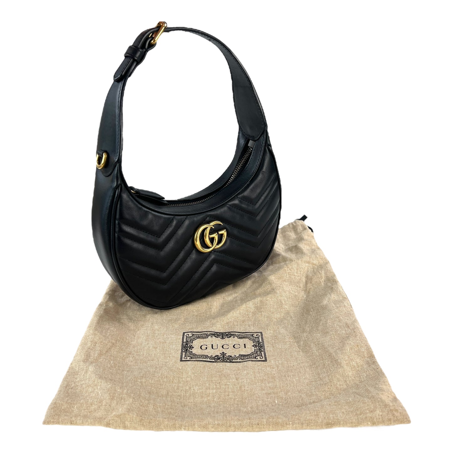 Gucci GG Marmont Croissant Leather Handbag