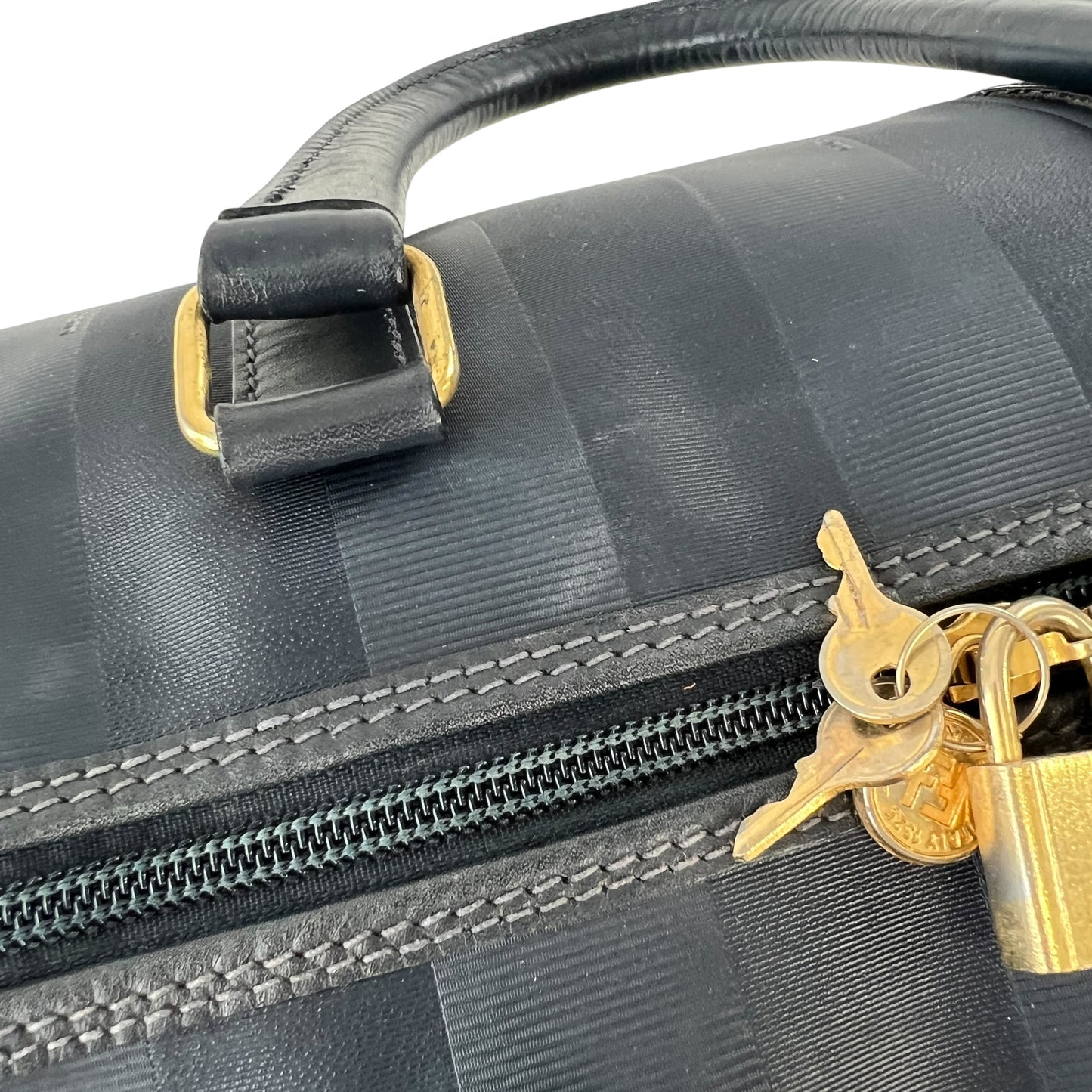 Fendi Vintage Pequin Boston Bag