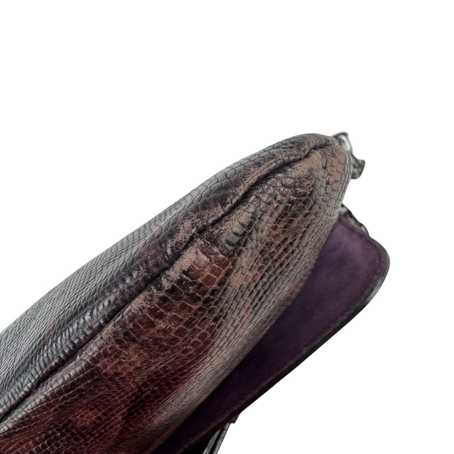 Miu Miu Vintage Lizard Embossed Leather Shoulder Bag