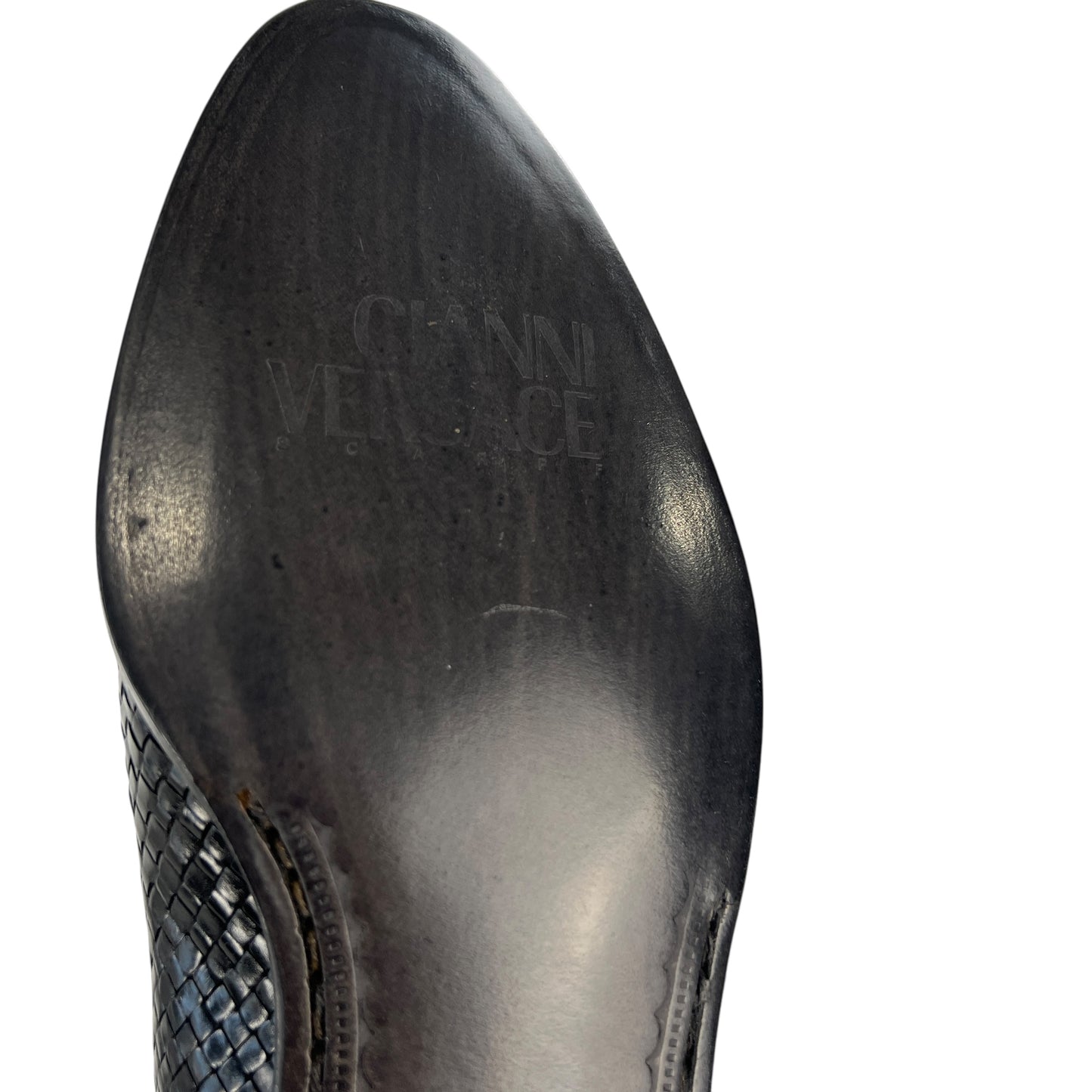 Versace Vintage Leather Woven Loafers
