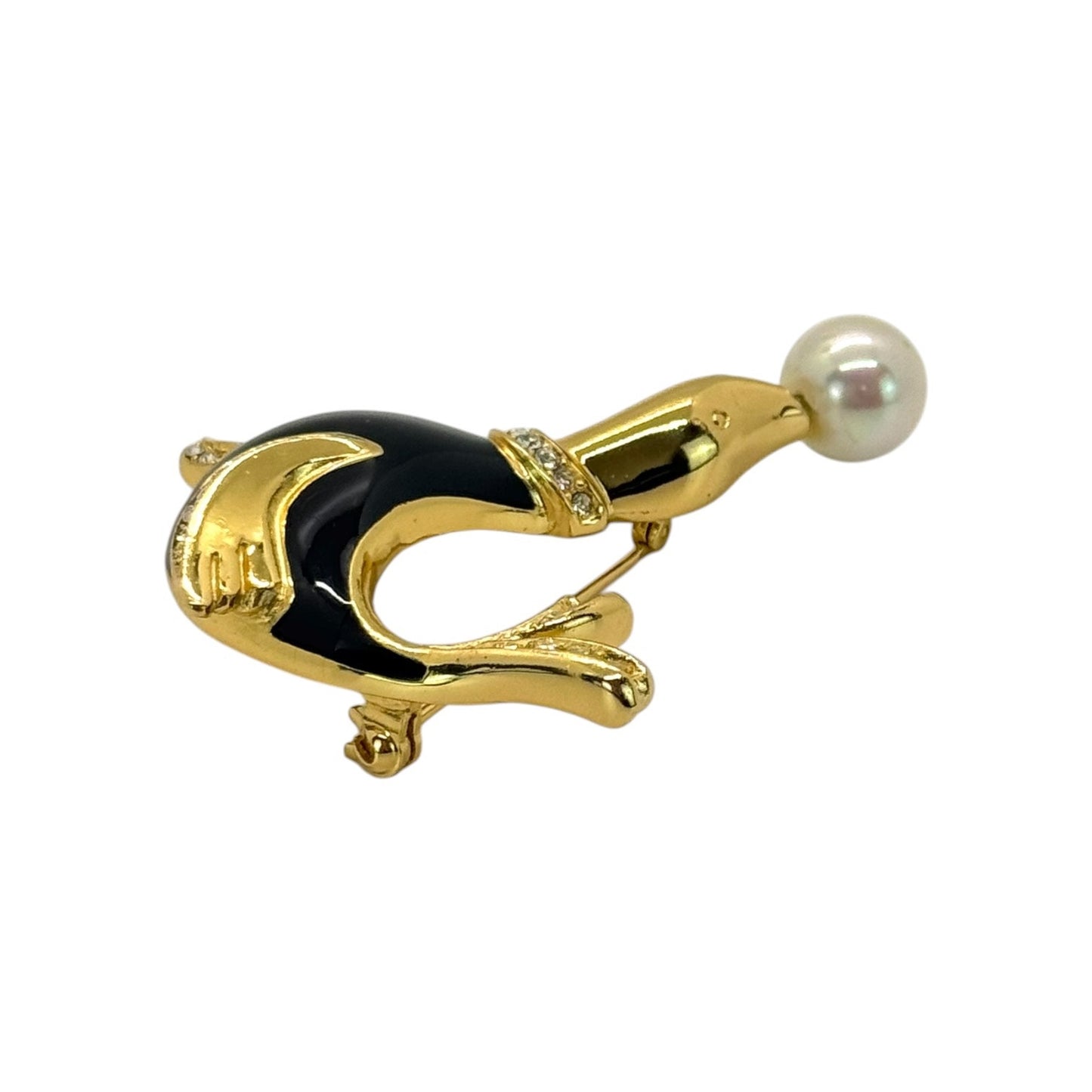 Dior Vintage Rhinestone Seal Brooch