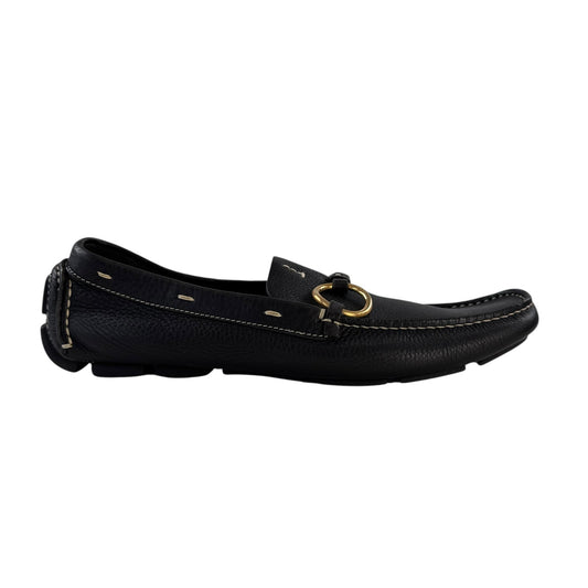Prada Brown Pebbled Leather Loafers