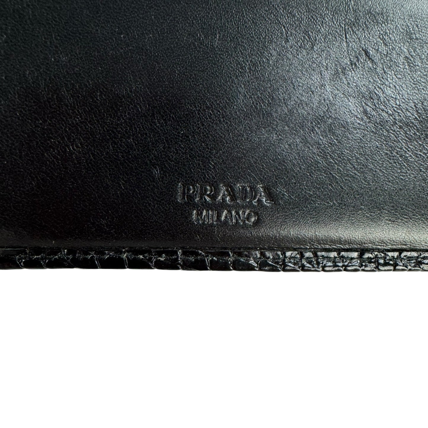 Prada Croc-Embossed Bifold Wallet