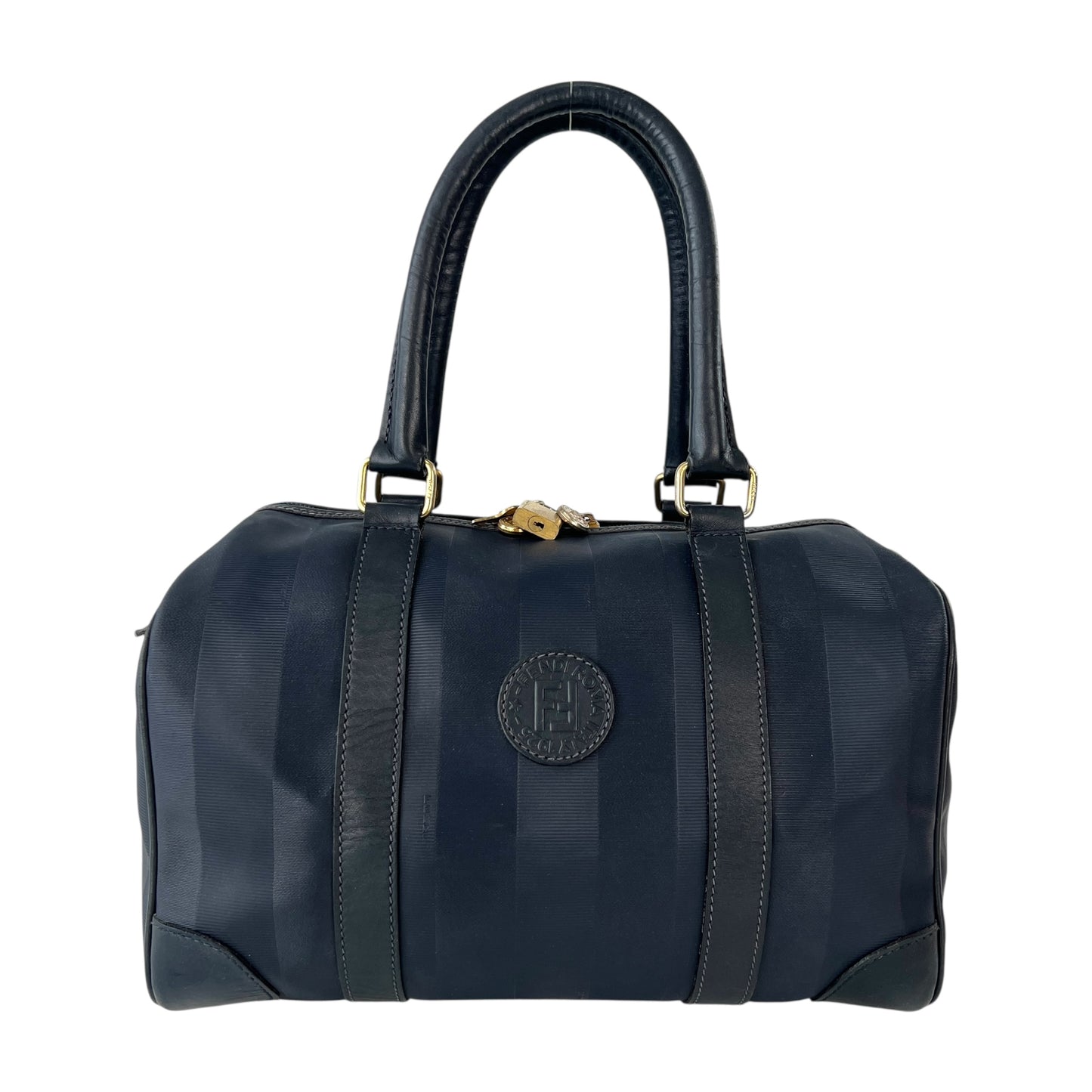 Fendi Vintage Pequin Boston Bag