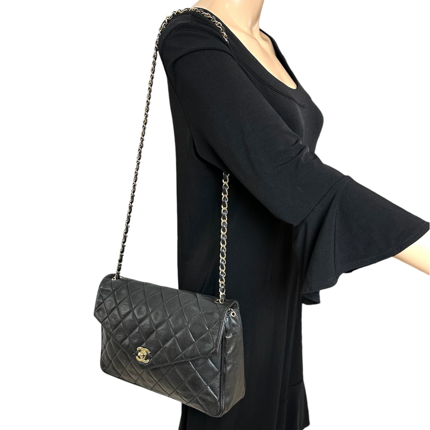 Chanel Vintage CC Lambskin Leather Matelasse Shoulder Bag