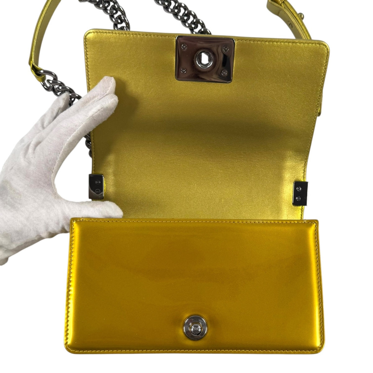 Chanel Small Patent Leather Boy Bag
