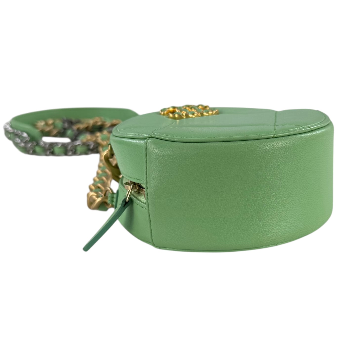 Chanel Goatskin Quilted 19 Round With Chain Crossbody Bag