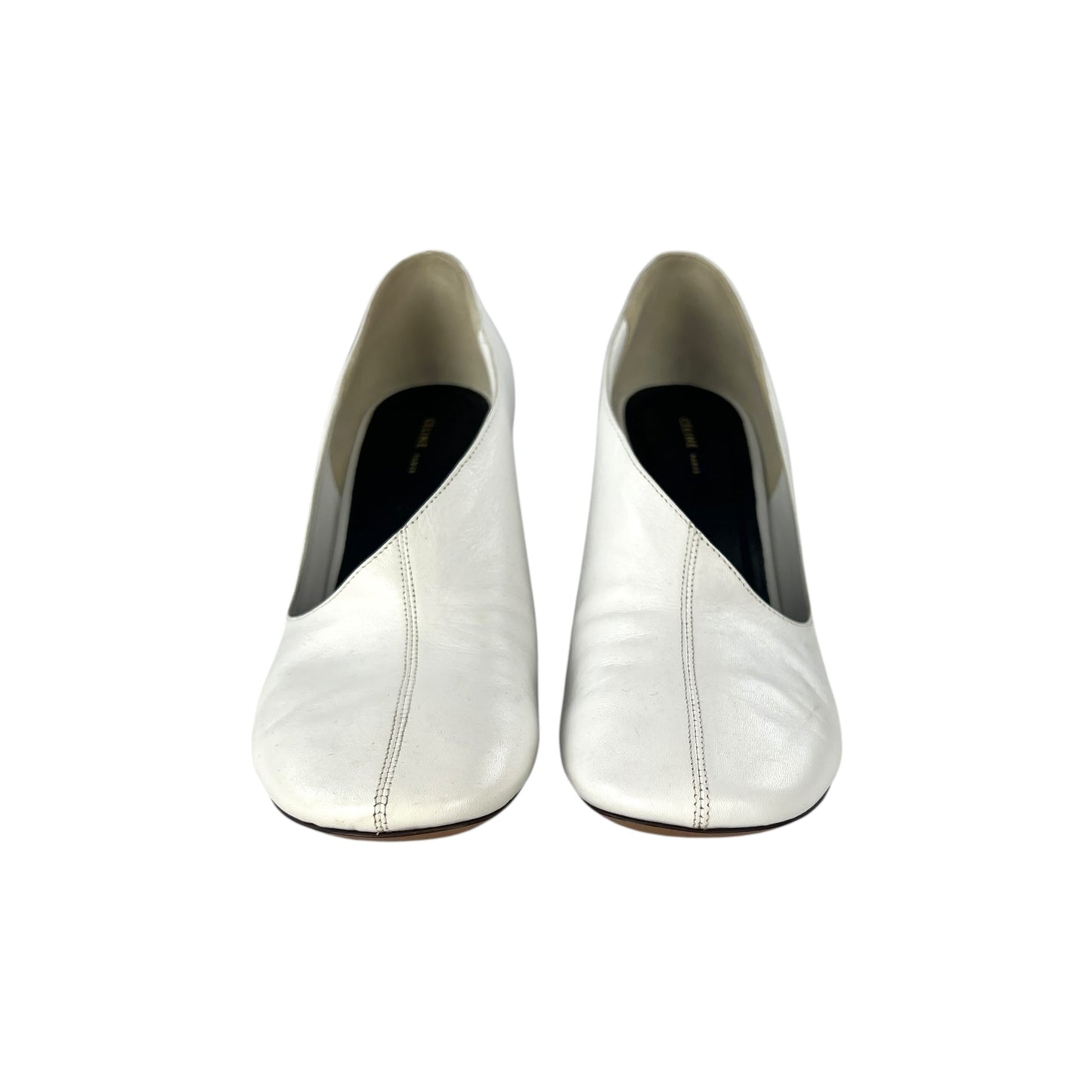 Celine White Block Heels