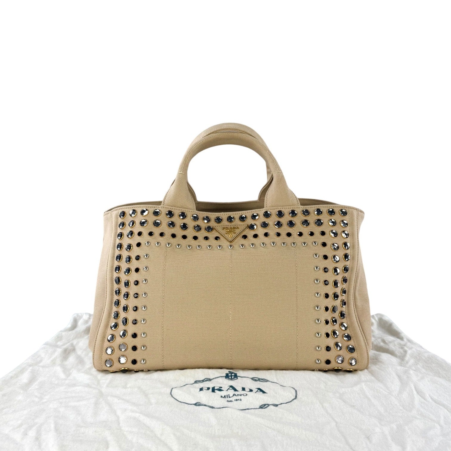 Prada Rhinestone Canapa Tote Bag