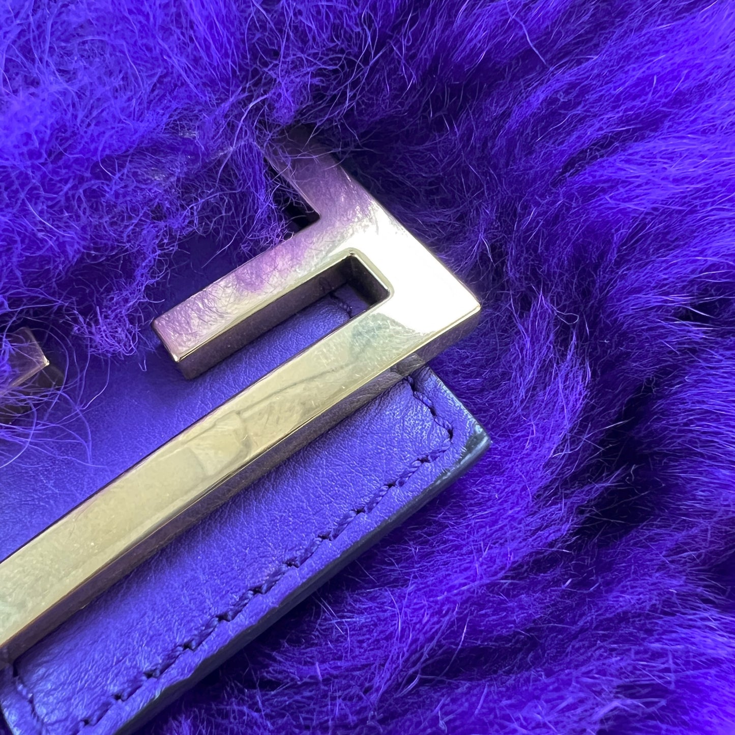 Fendi Purple Shearling Baguette Bag