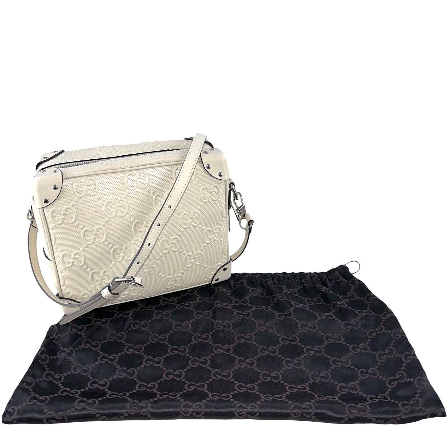 Gucci Ivory GG Embossed Shoulder Bag