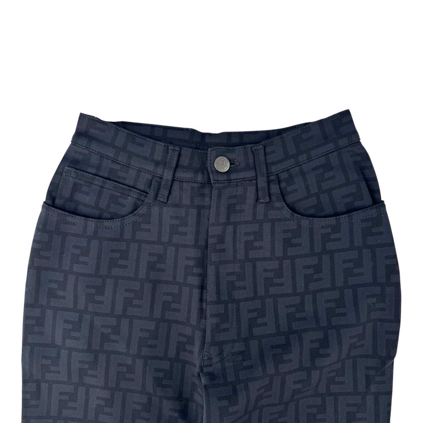 Fendi Vintage Black Zucca Print Pant