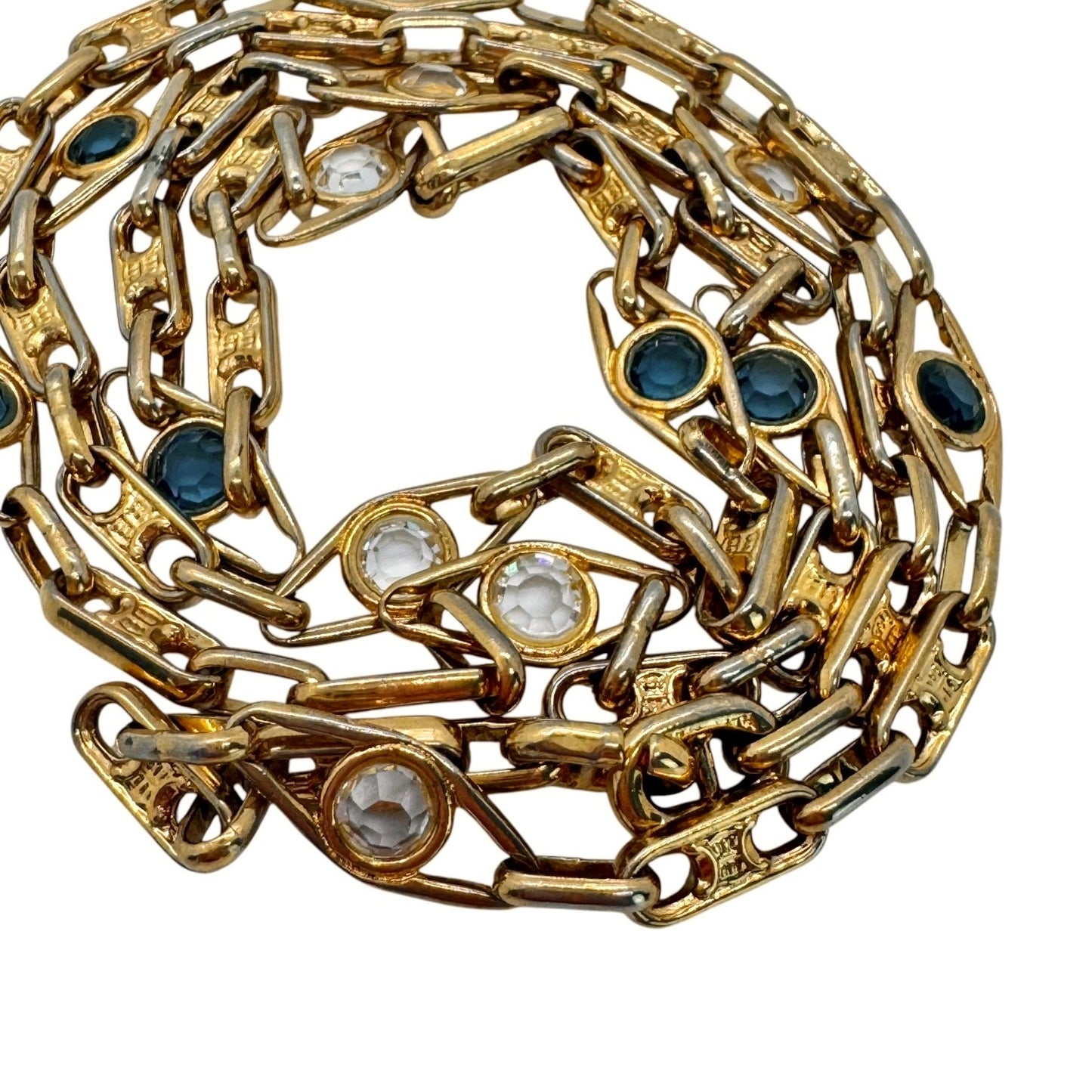 Celine Vintage Crystal Triomphe Link Necklace