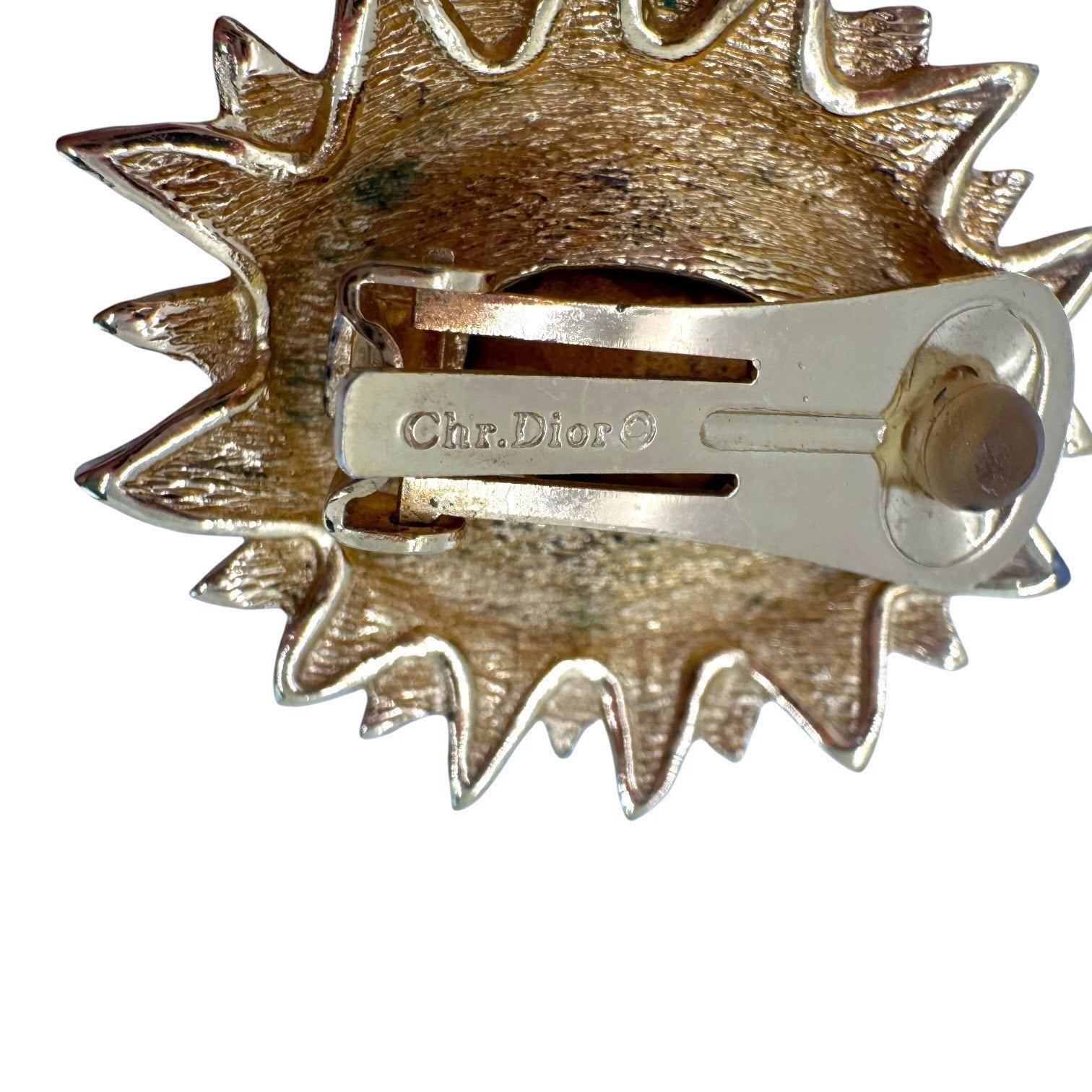 Dior Vintage Sunflower Stone Earrings