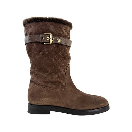 Louis Vuitton Monogram Brown Suede Boots