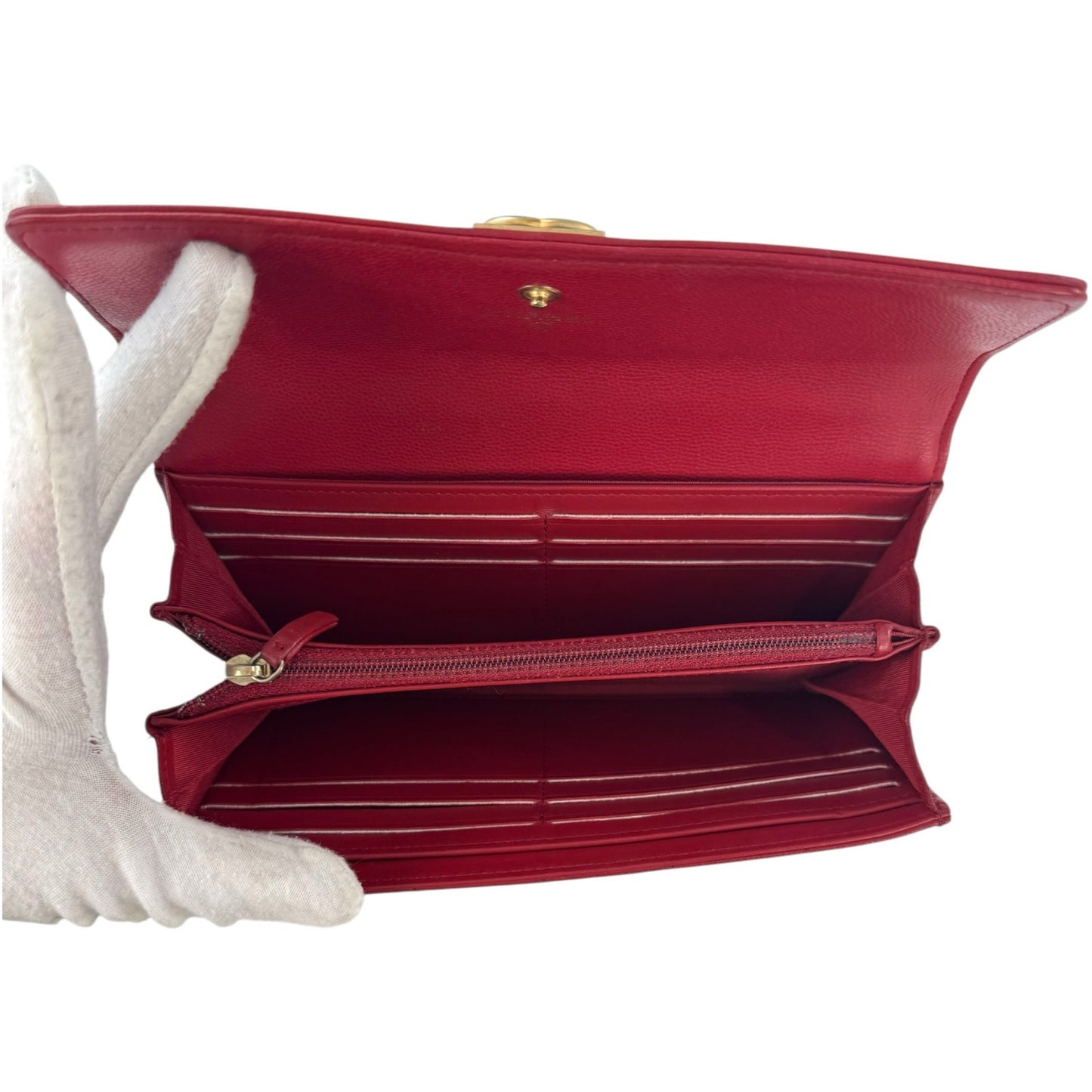 Chanel CC Boy Flap Red Matelassé Wallet