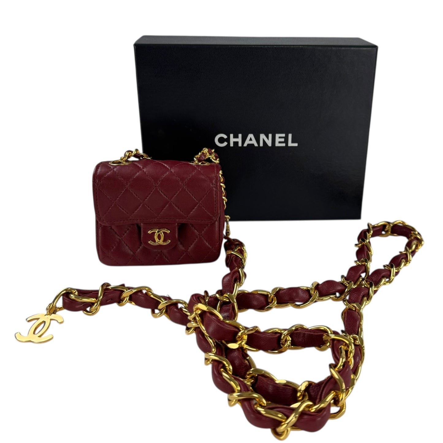 Chanel Vintage CC Belt & Mini Mattelase Flap Bag