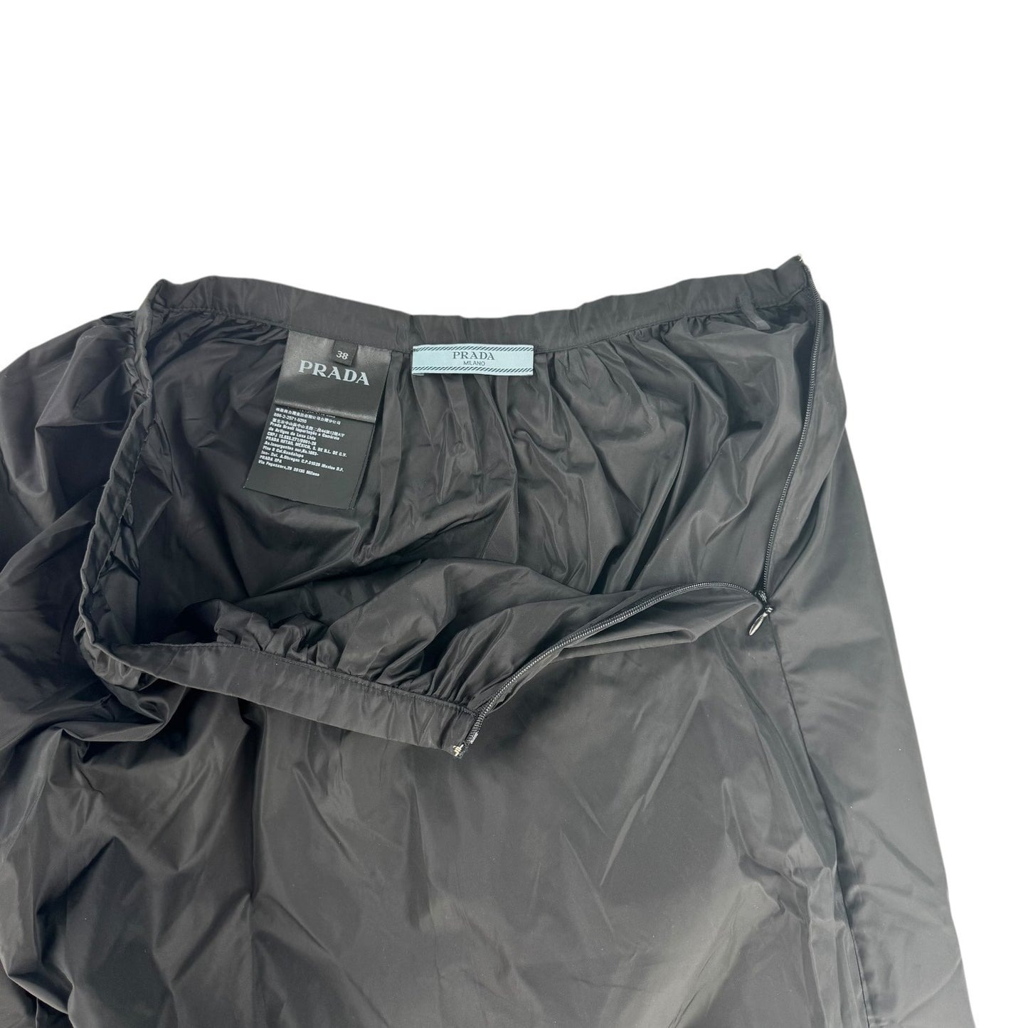 Prada Re-Nylon Bubble Drawstring Hem Skirt