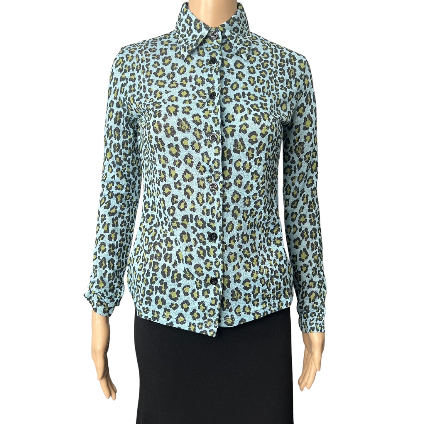 Fendi Vintage Leopard Print Button Down Blouse