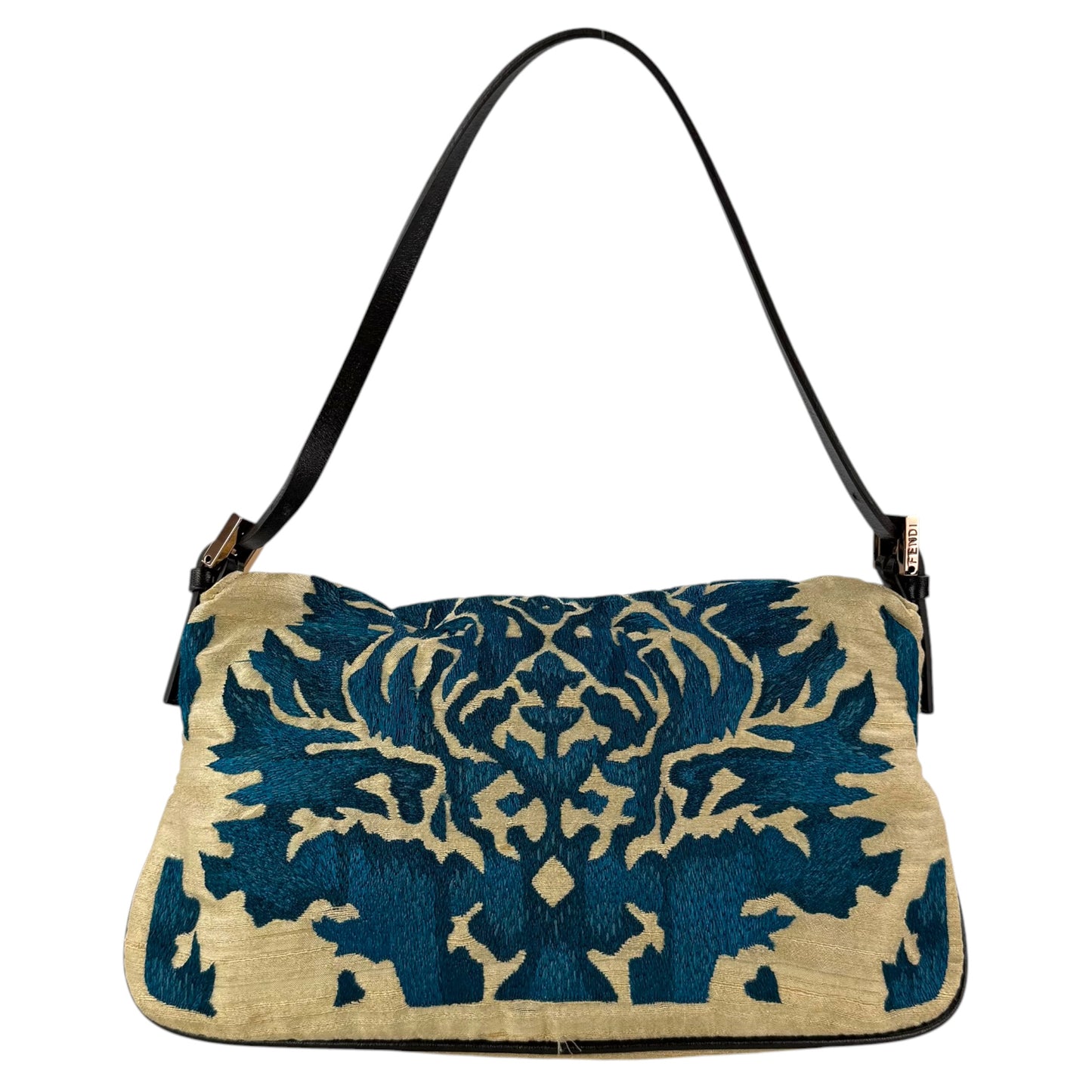 Fendi Mother of Pearl Embroidered Double Flap Baguette
