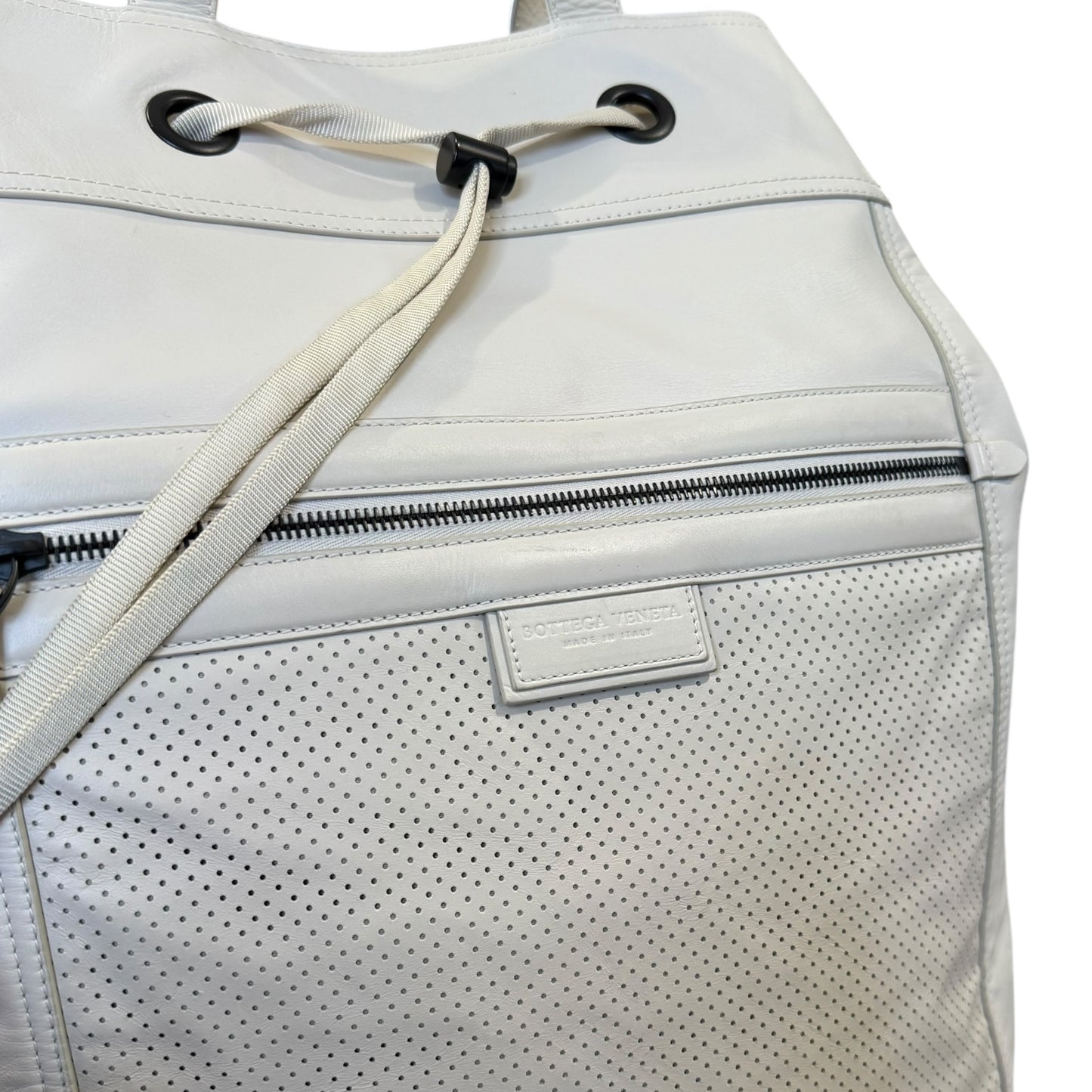 Bottega Veneta Ivory Perforated Leather Backpack